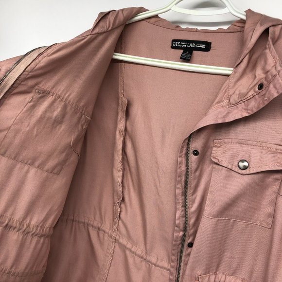 Design Lab Dusty Rose Casual Lightweight Military Safari Anorak Utility Hoodie S - Picture 9 of 16